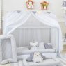 Kit Montessoriano Mini Cama Rolinho 4 Peças Listrado Cinza (Colchão 1,50 x 0,70)