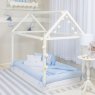 Kit Montessoriano Mini Cama Rolinho 4 Peças Xadrez Azul (Colchão 1,50 x 0,70)