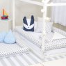 Kit Montessoriano Mini Cama Rolinho 4 Peças Barquinho Marinho (Colchão 1,50 x 0,70)