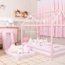 Kit Montessoriano Mini Cama Rolinho 4 Peças Cisne Rosa (Colchão 1,50 x 0,70)