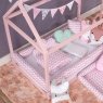 Kit Montessoriano Mini Cama Rolinho 4 Peças Soho Chevron Rosa (Colchão 1,50 x 0,70)