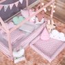 Kit Montessoriano Mini Cama Rolinho 4 Peças Soho Chevron Rosa (Colchão 1,50 x 0,70)