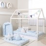 Kit Montessoriano Mini Cama Rolinho 4 Peças Nuvem Azul (Colchão 1,50 x 0,70)