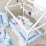 Kit Montessoriano Mini Cama Rolinho 4 Peças Nuvem Azul (Colchão 1,50 x 0,70)