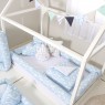 Kit Montessoriano Mini Cama Rolinho 4 Peças Nuvem Azul (Colchão 1,50 x 0,70)