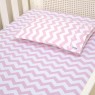 Lençol para Mini Cama 2 Peças Estampado Soho Chevron Rosa  - Lençol c/ Elástico e Fronha