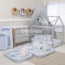 Kit Montessoriano Mini Cama Rolinho 4 Peças Soho Chevron Azul (Colchão 1,50 x 0,70)