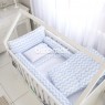 Kit Enxoval de Berço Lollipop II Soho Chevron Azul 9 Peças com Mosquiteiro
