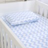 Lençol para Mini Cama 2 Peças Estampado Soho Chevron Azul - Lençol c/ Elástico e Fronha