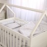 Edredom de Berço Estampa Dupla Face e Duvet Damask Branco