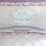 Kit Cama Solteiro com Babado 3 Peças Chuva de Amor Rosa / Lilás (Colchão 1,88 x 0,88)