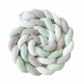 Trança Protetora de Berço e Cama Plush Cinza / Verde Mint / Branco