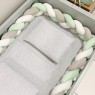 Trança Protetora de Berço e Cama Plush Cinza / Verde Mint / Branco