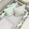 Trança Protetora de Berço e Cama Plush Cinza / Verde Mint / Branco