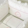 Kit Enxoval de Berço Personalizado Marseille Branco / Rose 10 Peças com Mosquiteiro 