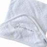 Toalha de Banho para Bebê Felpuda Revestida Fralda Viés Personalizada Benício Branco e Cinza