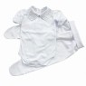 Conjunto Clássico 2 Peças para Bebê Gola Piquet Branco/Pontilhado Azul - Tamanho Único