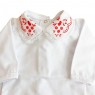 Conjunto Clássico 2 Peças para Bebê Gola Passarinho Branco/Vermelho- Tamanho Único