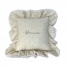 Almofada Quadrada com Babado Benício Personalizada Linho Bege