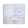 Cobertor Soft para Bebê Bordado Damask Branco