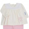 Conjunto Batinha para Bebê 3 Peças Bordado Love Flowers Creme Rosa - Tamanho Único
