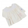 Conjunto Batinha para Bebê 3 Peças Bordado Love Flowers Creme Rosa - Tamanho Único