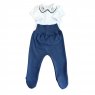 Conjunto Clássico 2 Peças para Bebê Fio Egípcio Cavalinho de Pau Azul - Tamanho Único