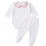 Conjunto Clássico 2 Peças para Bebê Fio Egípcio Cerejinhas Branco - Tamanho Único