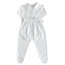 Conjunto Clássico 2 Peças para Bebê Gola Piquet Branco/Pontilhado Azul - Tamanho Único