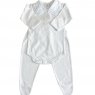 Conjunto Clássico 2 Peças para Bebê Gola Piquet Branco/Pontilhado Azul - Tamanho Único