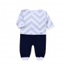 Conjunto Pagão para Bebê 3 Peças Estampado Brooklyn Chevron Marinho - Tamanho Único