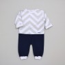 Conjunto Pagão para Bebê 3 Peças Estampado Brooklyn Chevron Marinho - Tamanho Único