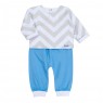 Conjunto Pagão para Bebê 3 Peças Estampado Brooklyn Chevron Azul - Tamanho Único