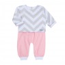 Conjunto Pagão para Bebê 3 Peças Estampado Brooklyn Chevron Rosa - Tamanho Único