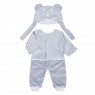 Conjunto Pagão para Bebê 3 Peças Plush Touca Aviador Listrado Azul - Tamanho Único