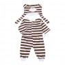 Conjunto Pagão para Bebê 3 Peças Plush Touca Aviador Listrado Bege - Tamanho Único