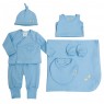 Gift Set para Bebê Teddy Bear Azul 7 Peças Percal 180 Fios - Tamanho Único