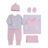 Gift Set para Bebê Venetia Cinza/Rosa 7 Peças - Tamanho Único