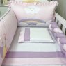 Kit Enxoval de Berço Bordado Chuva de Amor - Rosa / Lilás - 8 Peças