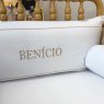 Kit de Berço Rolinho 4 Peças com Cabeceira Personalizada Piquet Branco / Bege