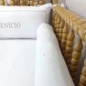 Kit de Berço Rolinho 4 Peças com Cabeceira Personalizada Piquet Branco / Bege