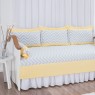 Kit Cama Babá 7 peças com Saia Lollipop Percal Chevron Amarelo