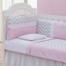 Kit Enxoval de Berço Lollipop Percal Chevron Rosa 9 peças com Mosquiteiro