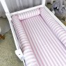 Kit Montessoriano Mini Cama Rolinho 4 Peças Liz Listrado Rosa (Colchão 1,50 x 0,70)