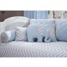 Kit Cama Babá 9 Peças com Saia Brooklyn Chevron Cinza/Azul