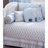 Kit Cama Babá 9 Peças com Saia Brooklyn Chevron Cinza/Azul