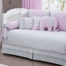 Kit Cama Babá 9 Peças com Saia Brooklyn Chevron Cinza/Rosa