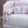 Kit Cama Babá 9 Peças com Saia Brooklyn Chevron Cinza/Rosa