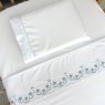Jogo de Lençol para Berço 3 peças Percal 180 Fios 100% Algodão Alice Branco / Azul