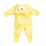 Macacão Soft para Bebê Urso com Touca Amarelo - Tamanho Único